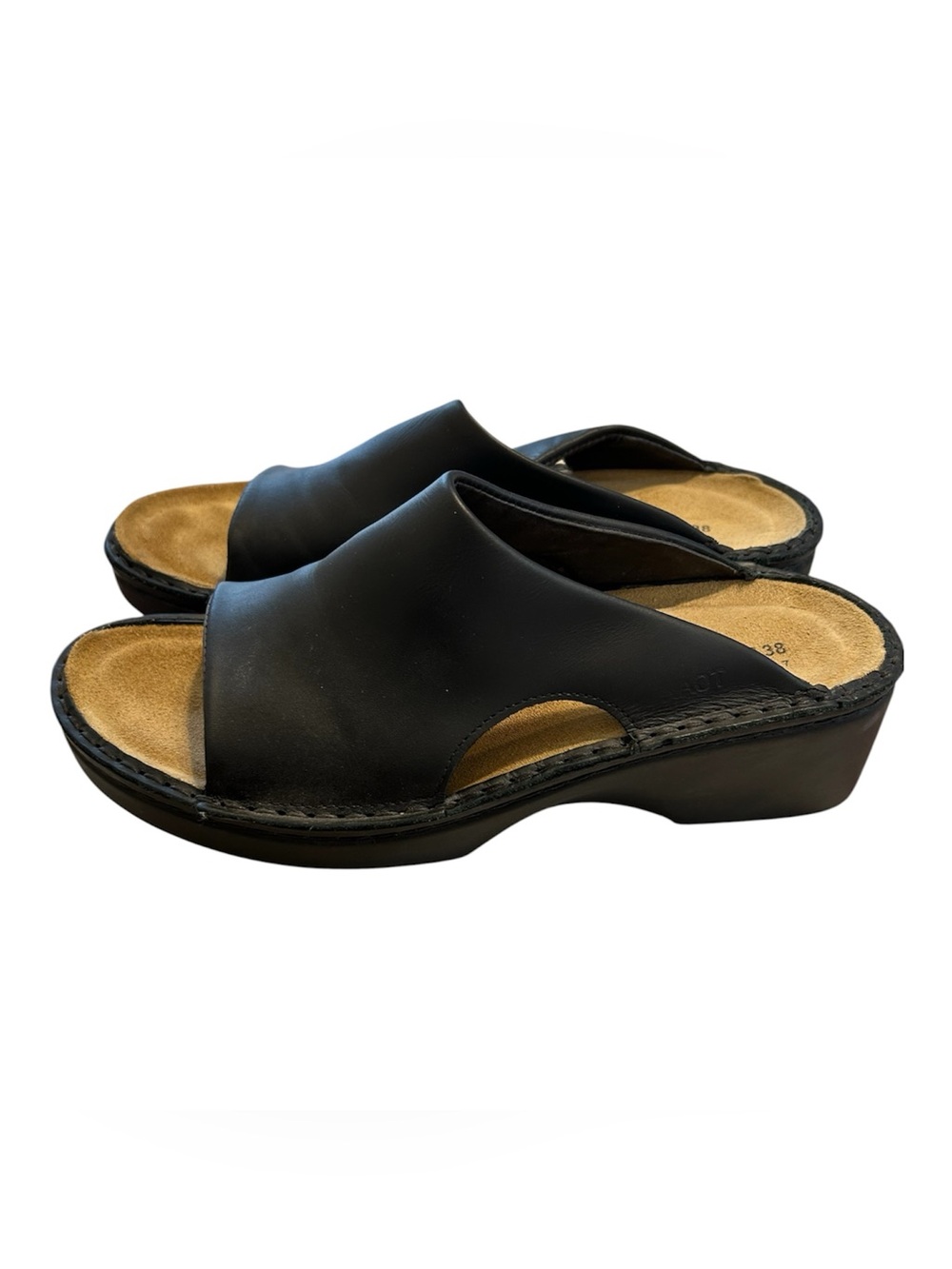Naot Black Leather Slide Sandals for Men
